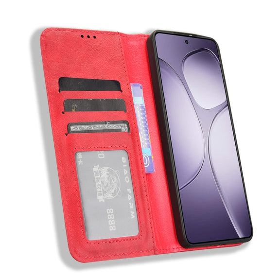 For Redmi K70 Ultra Magnetic Buckle Retro Texture Leather Phone Case(Red)