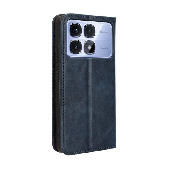 For Redmi K70 Ultra Magnetic Buckle Retro Texture Leather Phone Case(Blue)