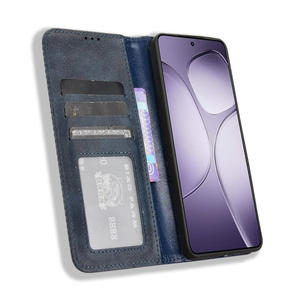 For Redmi K70 Ultra Magnetic Buckle Retro Texture Leather Phone Case(Blue)