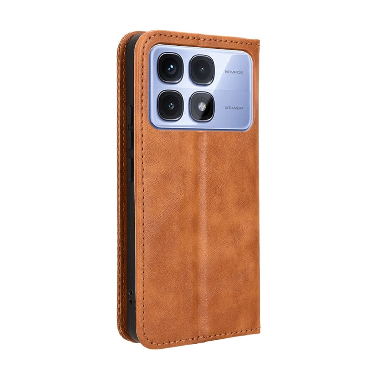 For Redmi K70 Ultra Magnetic Buckle Retro Texture Leather Phone Case(Brown)