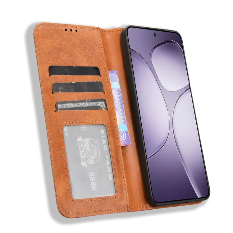 For Redmi K70 Ultra Magnetic Buckle Retro Texture Leather Phone Case(Brown)