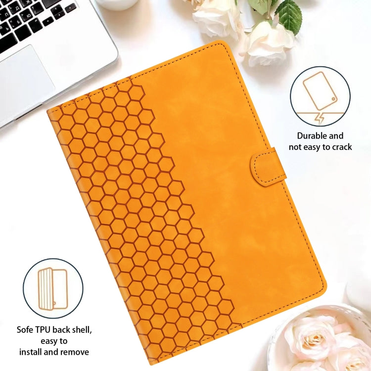 For Lenovo Tab M11 / Xiaoxin Pad 2024 Honeycomb Embossed Leather Smart Tablet Case(Yellow)