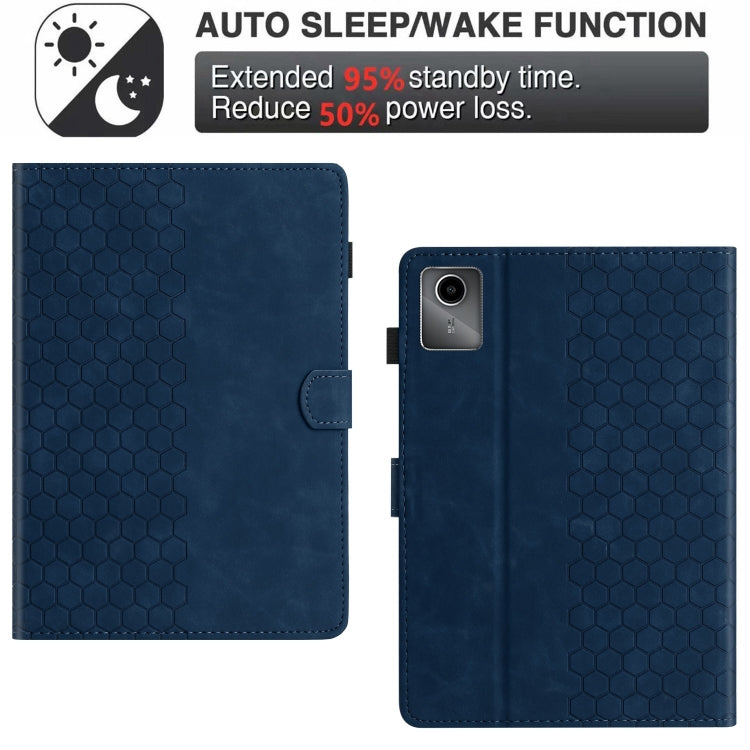 For Lenovo Tab M11 / Xiaoxin Pad 2024 Honeycomb Embossed Leather Smart Tablet Case(Blue)