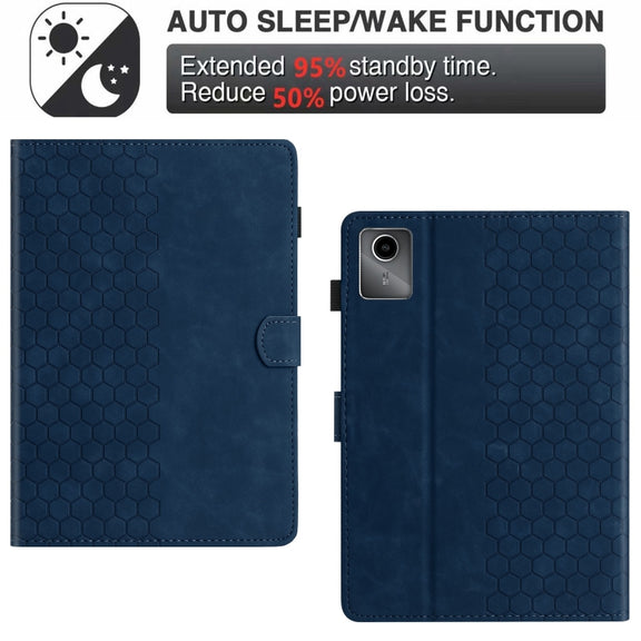For Lenovo Tab M11 / Xiaoxin Pad 2024 Honeycomb Embossed Leather Smart Tablet Case(Blue)
