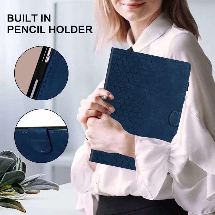 For Lenovo Tab M11 / Xiaoxin Pad 2024 Honeycomb Embossed Leather Smart Tablet Case(Blue)