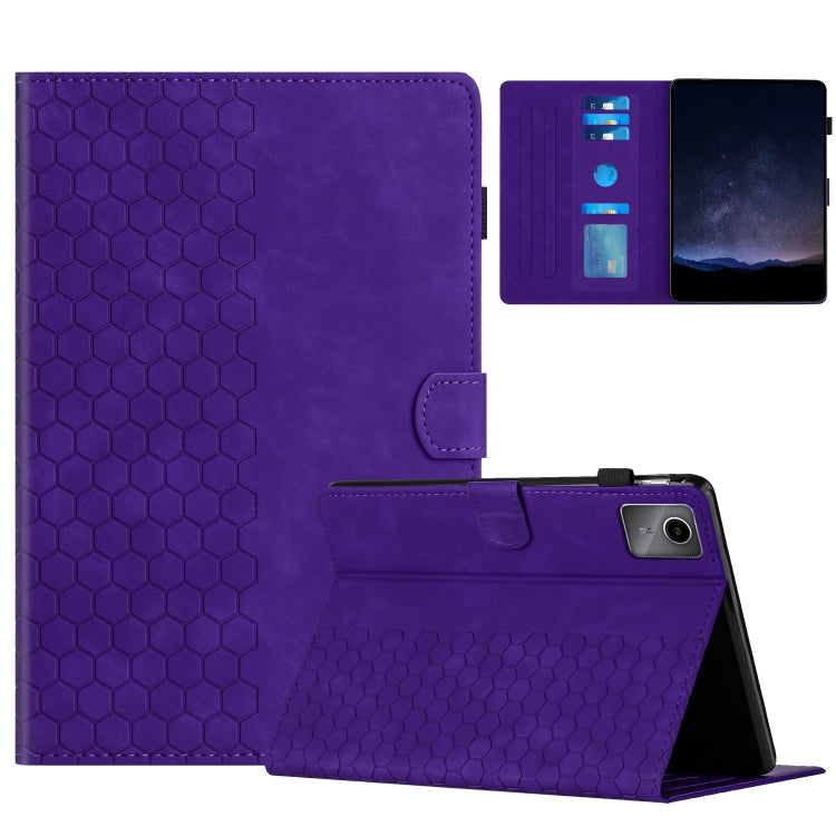 For Lenovo Tab M11 / Xiaoxin Pad 2024 Honeycomb Embossed Leather Smart Tablet Case(Purple)
