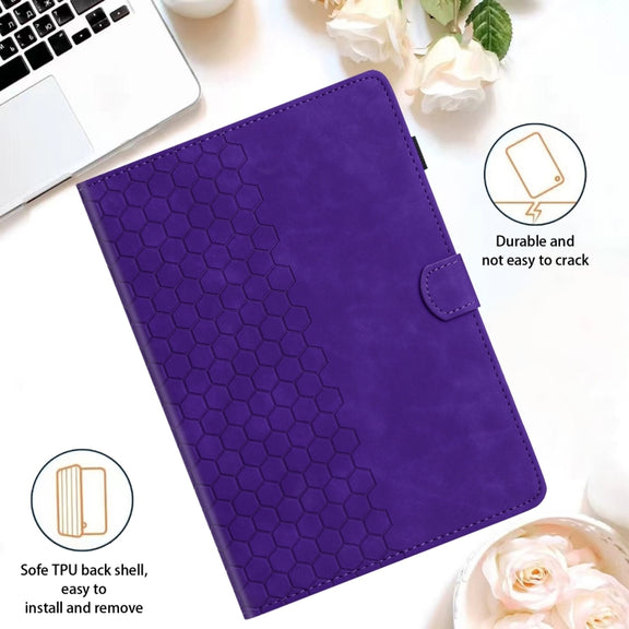 For Lenovo Tab M11 / Xiaoxin Pad 2024 Honeycomb Embossed Leather Smart Tablet Case(Purple)