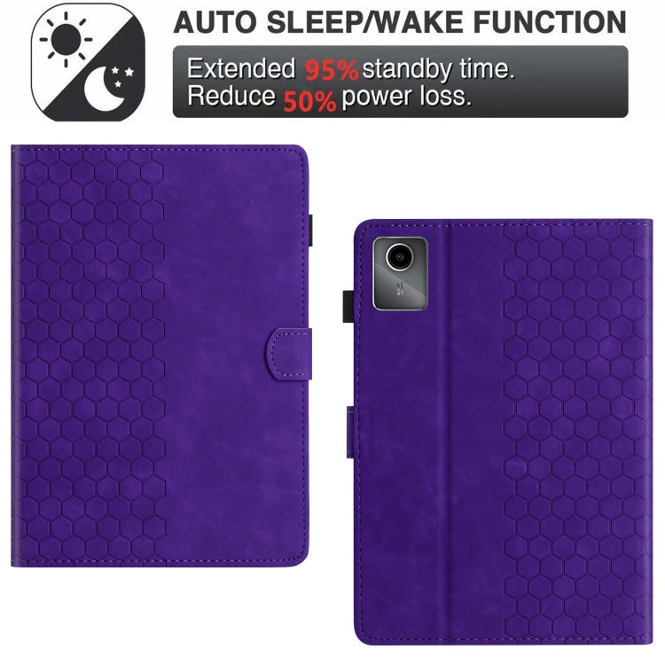 For Lenovo Tab M11 / Xiaoxin Pad 2024 Honeycomb Embossed Leather Smart Tablet Case(Purple)