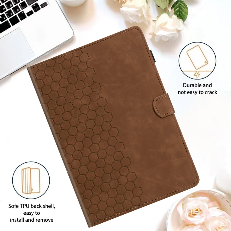 For Lenovo Tab M11 / Xiaoxin Pad 2024 Honeycomb Embossed Leather Smart Tablet Case(Brown)