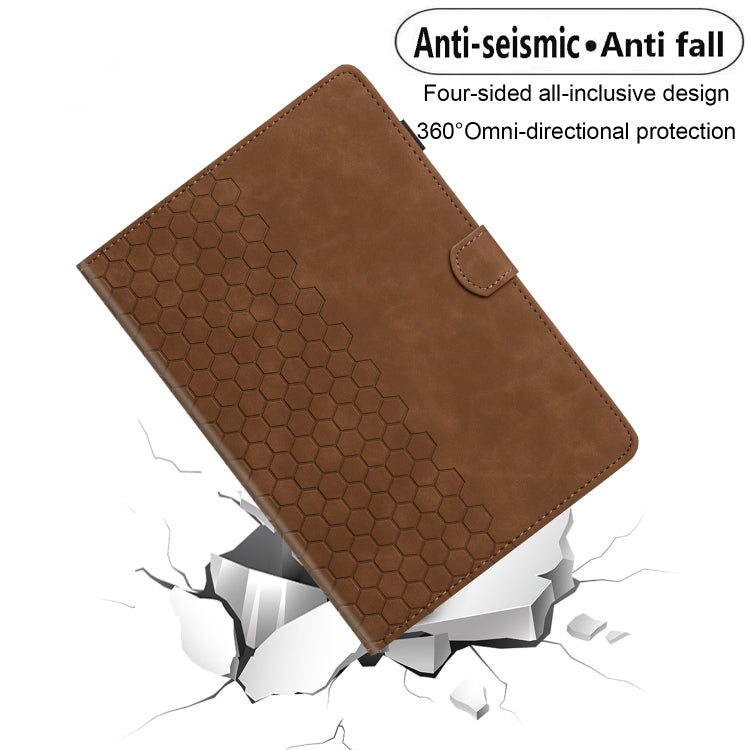 For Lenovo Tab M11 / Xiaoxin Pad 2024 Honeycomb Embossed Leather Smart Tablet Case(Brown)