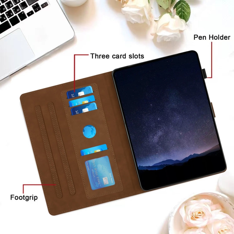 For Lenovo Tab M11 / Xiaoxin Pad 2024 Honeycomb Embossed Leather Smart Tablet Case(Brown)