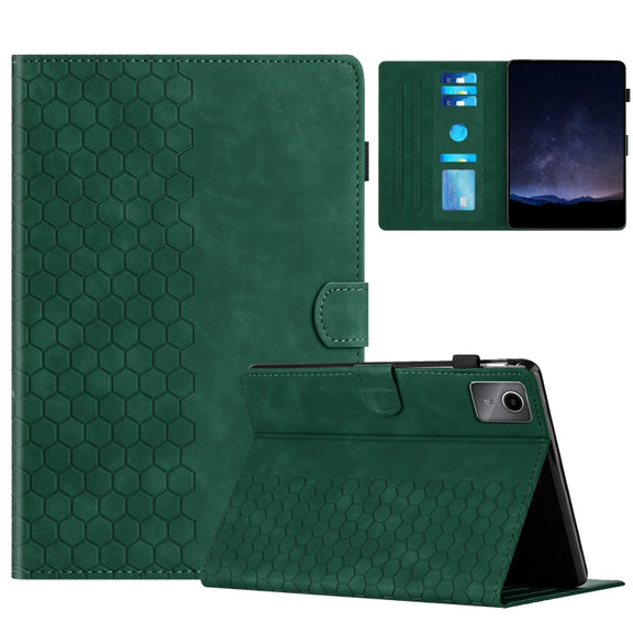 For Lenovo Tab M11 / Xiaoxin Pad 2024 Honeycomb Embossed Leather Smart Tablet Case(Green)