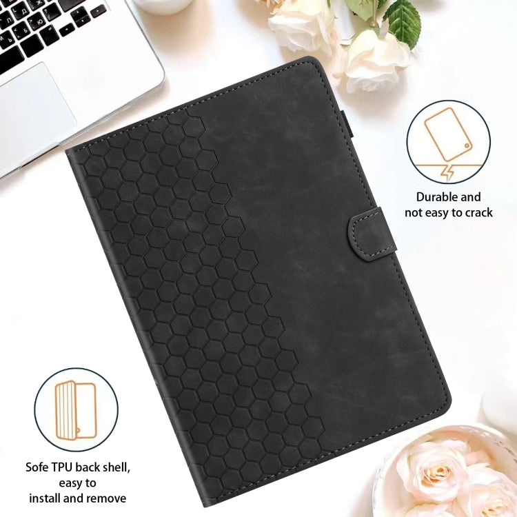 For Lenovo Tab M11 / Xiaoxin Pad 2024 Honeycomb Embossed Leather Smart Tablet Case(Black)