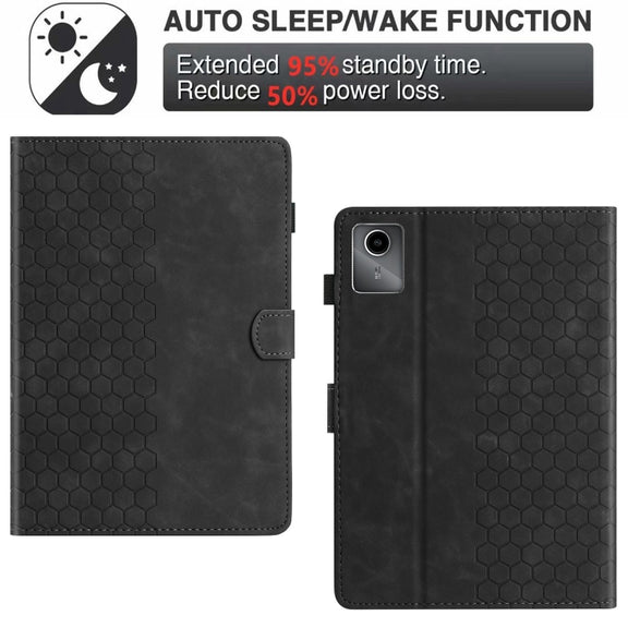 For Lenovo Tab M11 / Xiaoxin Pad 2024 Honeycomb Embossed Leather Smart Tablet Case(Black)