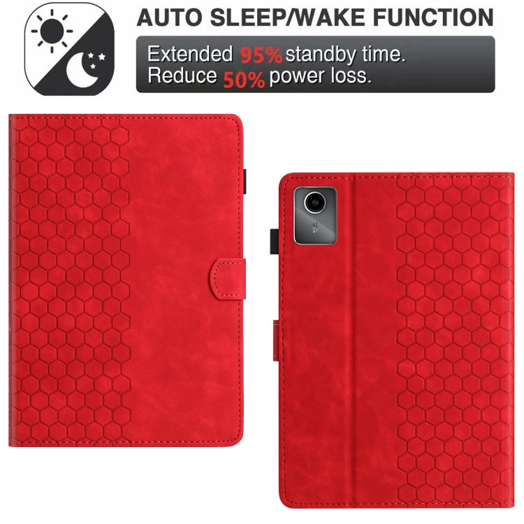 For Lenovo Tab M11 / Xiaoxin Pad 2024 Honeycomb Embossed Leather Smart Tablet Case(Red)