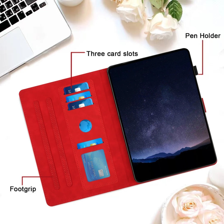 For Lenovo Tab M11 / Xiaoxin Pad 2024 Honeycomb Embossed Leather Smart Tablet Case(Red)