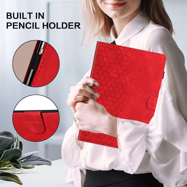 For Lenovo Tab M11 / Xiaoxin Pad 2024 Honeycomb Embossed Leather Smart Tablet Case(Red)