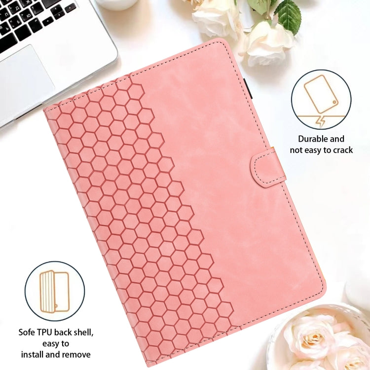 For Lenovo Tab M11 / Xiaoxin Pad 2024 Honeycomb Embossed Leather Smart Tablet Case(Pink)