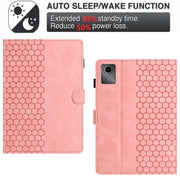 For Lenovo Tab M11 / Xiaoxin Pad 2024 Honeycomb Embossed Leather Smart Tablet Case(Pink)