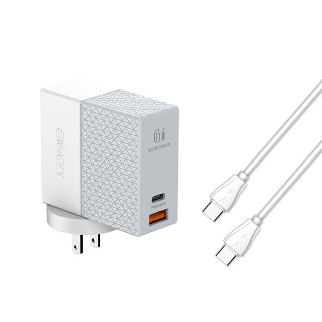 LDNIO A2620C PD3.0 65W USB Power Adapter Travel Charger with Type-C to Type-C Cable, US Plug