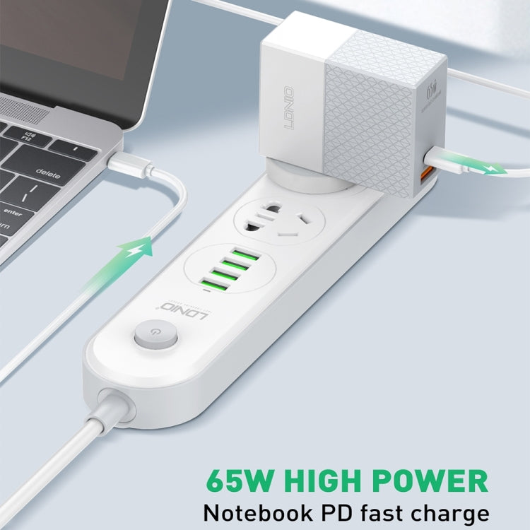 LDNIO A2620C PD3.0 65W USB Power Adapter Travel Charger with Type-C to Type-C Cable, EU Plug