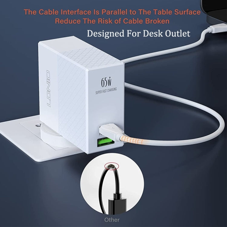 LDNIO A2620C PD3.0 65W USB Power Adapter Travel Charger with Type-C to Type-C Cable, US Plug