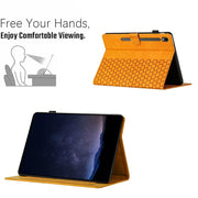 For Samsung Galaxy Tab S9 / S9 FE Honeycomb Embossed Leather Smart Tablet Case(Yellow)