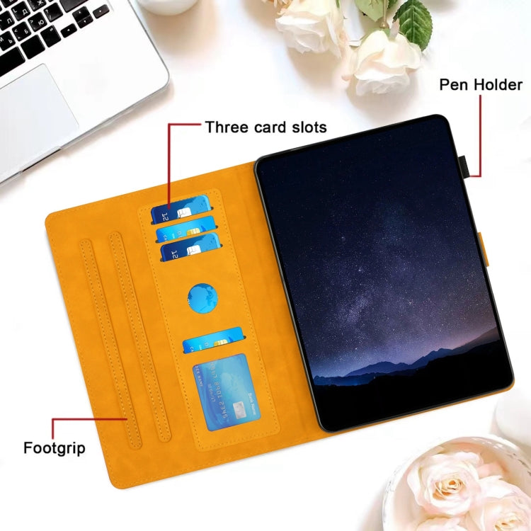 For Samsung Galaxy Tab S9 / S9 FE Honeycomb Embossed Leather Smart Tablet Case(Yellow)