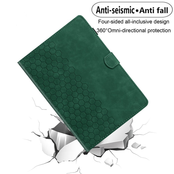 For Samsung Galaxy Tab S9 / S9 FE Honeycomb Embossed Leather Smart Tablet Case(Green)