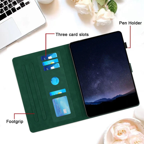 For Samsung Galaxy Tab S9 / S9 FE Honeycomb Embossed Leather Smart Tablet Case(Green)