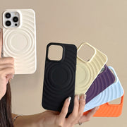For iPhone 16 Pro Max Frosted Wave Texture MagSafe Magnetic TPU Phone Case(White)