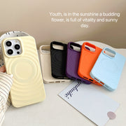 For iPhone 16 Pro Max Frosted Wave Texture MagSafe Magnetic TPU Phone Case(White)