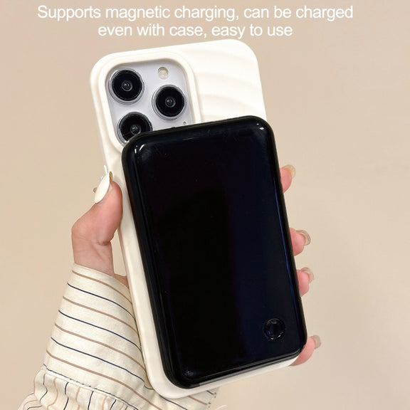 For iPhone 16 Pro Max Frosted Wave Texture MagSafe Magnetic TPU Phone Case(White)