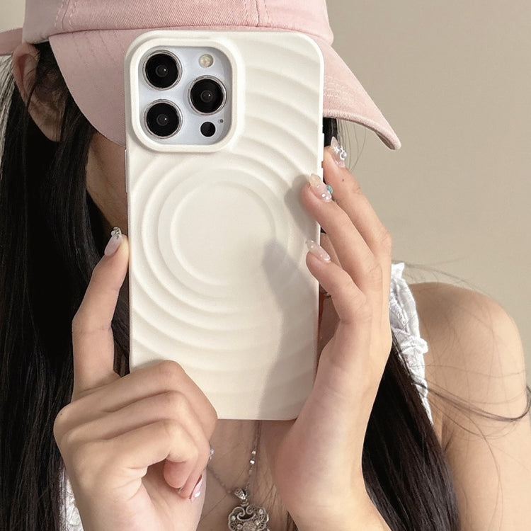 For iPhone 16 Pro Max Frosted Wave Texture MagSafe Magnetic TPU Phone Case(White)