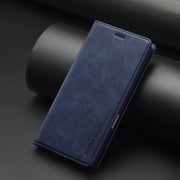 For iPhone 16 Pro Max LC.IMEEKE RFID Anti-theft Leather Phone Case(Blue)