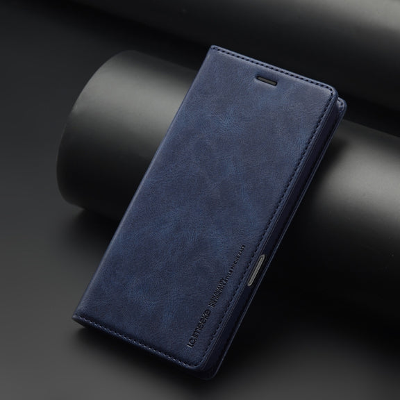 For iPhone 16 Pro Max LC.IMEEKE RFID Anti-theft Leather Phone Case(Blue)
