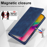 For iPhone 16 Pro Max LC.IMEEKE RFID Anti-theft Leather Phone Case(Blue)