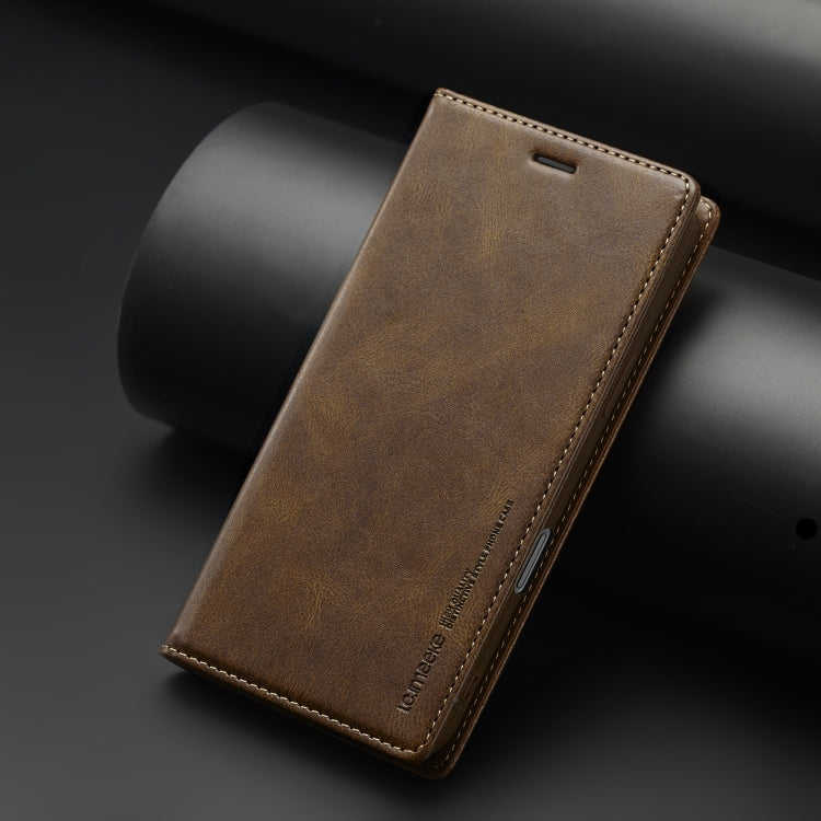 For iPhone 16 Pro Max LC.IMEEKE RFID Anti-theft Leather Phone Case(Brown)