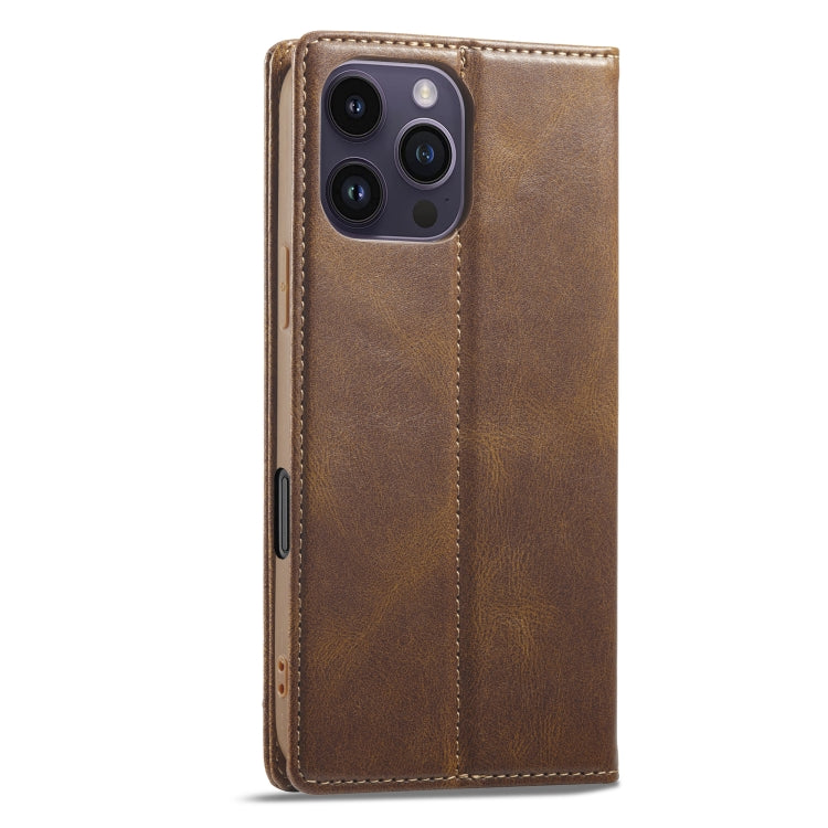For iPhone 16 Pro Max LC.IMEEKE RFID Anti-theft Leather Phone Case(Brown)