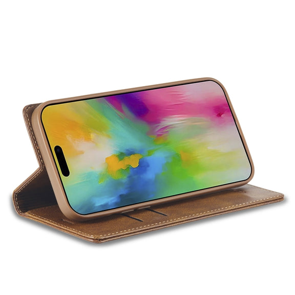 For iPhone 16 Pro Max LC.IMEEKE RFID Anti-theft Leather Phone Case(Brown)