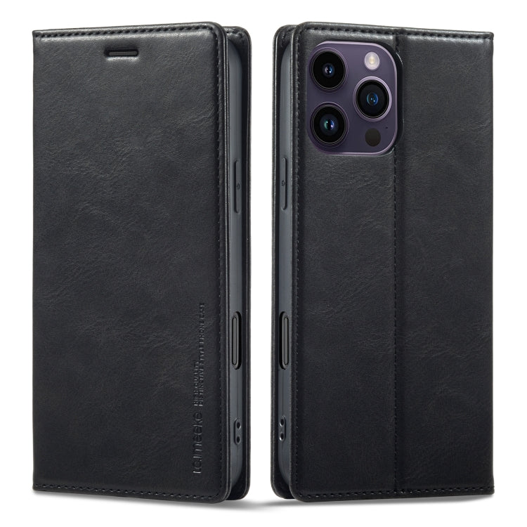 For iPhone 16 Pro LC.IMEEKE RFID Anti-theft Leather Phone Case(Black)