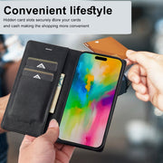 For iPhone 16 Pro LC.IMEEKE RFID Anti-theft Leather Phone Case(Black)