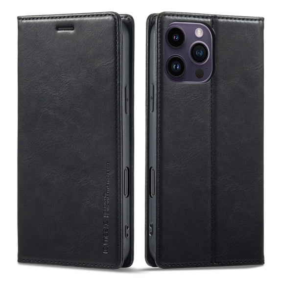 For iPhone 16 Pro LC.IMEEKE RFID Anti-theft Leather Phone Case(Black)