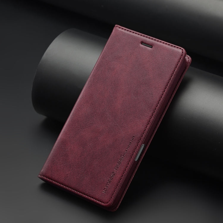For iPhone 16 Pro LC.IMEEKE RFID Anti-theft Leather Phone Case(Red)