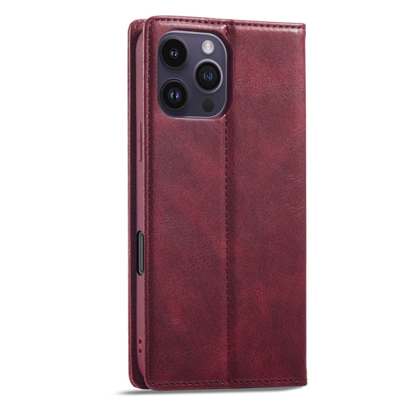 For iPhone 16 Pro LC.IMEEKE RFID Anti-theft Leather Phone Case(Red)