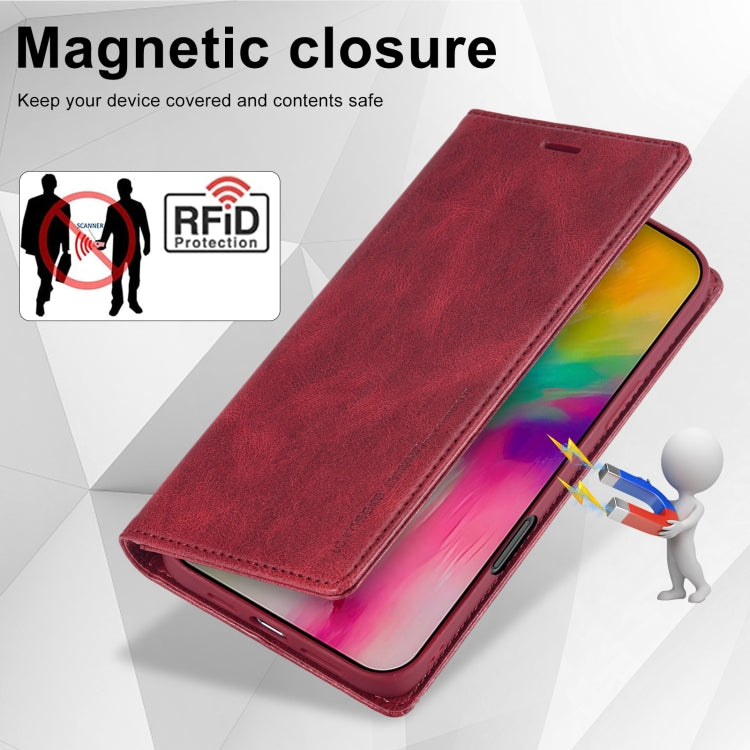 For iPhone 16 Pro LC.IMEEKE RFID Anti-theft Leather Phone Case(Red)