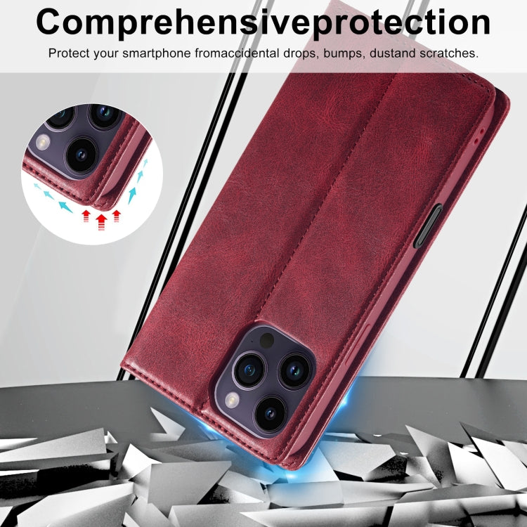 For iPhone 16 Pro LC.IMEEKE RFID Anti-theft Leather Phone Case(Red)