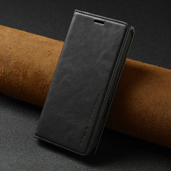 For iPhone 16 Plus LC.IMEEKE RFID Anti-theft Leather Phone Case(Black)