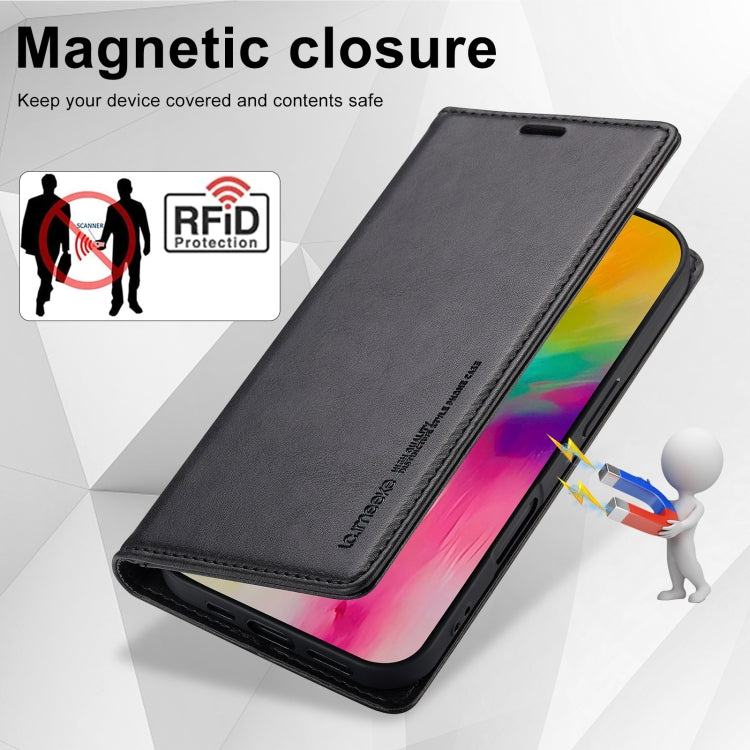 For iPhone 16 Plus LC.IMEEKE RFID Anti-theft Leather Phone Case(Black)
