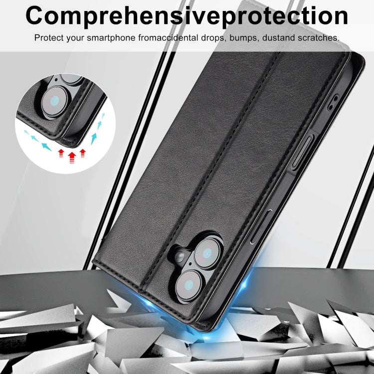 For iPhone 16 Plus LC.IMEEKE RFID Anti-theft Leather Phone Case(Black)